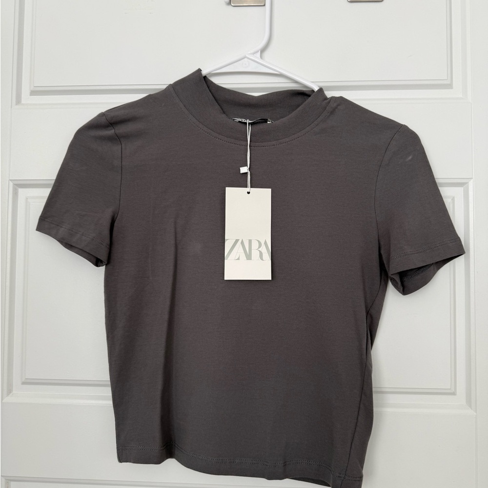 Zara Charcoal Crew Neck Top